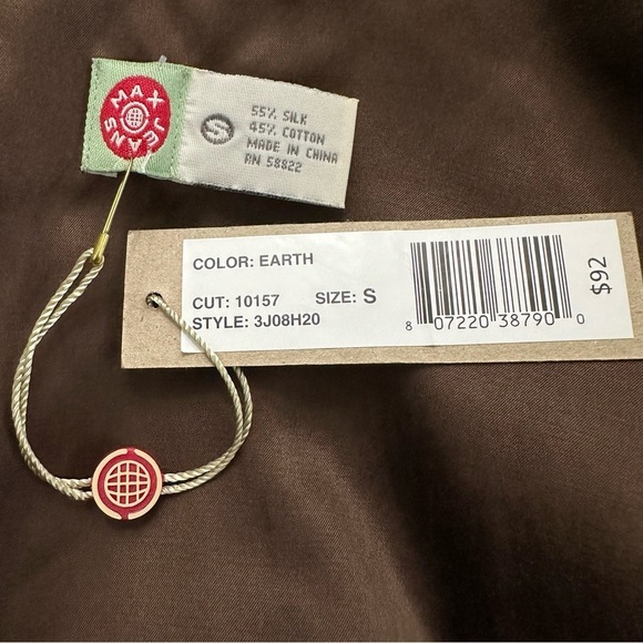 Max Jeans Cargo Hooded Jacket Zip Up Silk Blend Brown Size Small NWT Retail $92 - Picture 2 of 9